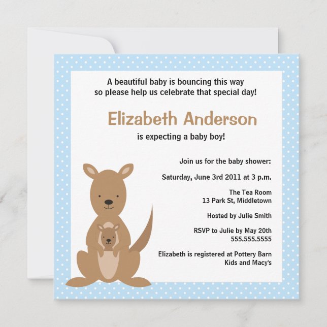 Invitation mignonne de baby shower de kangourou - (Devant)
