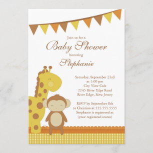 Invitation mignonne de baby shower de singe de