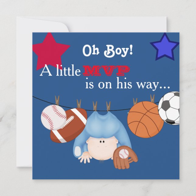 Invitation mignonne de baby shower de sports de (Devant)