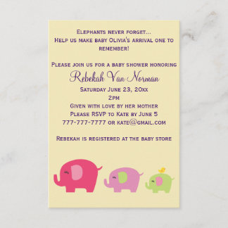 Invitation mignonne de baby shower d'éléphants