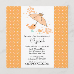 Invitation MIGNONNE de baby shower d'oiseau de
