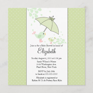 Invitation MIGNONNE de baby shower d'oiseau de