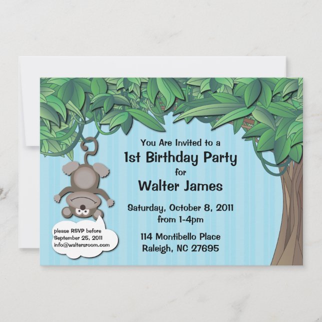 Invitation mignonne de bleu de fête d'anniversaire (Devant)