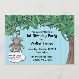 Invitation mignonne de bleu de fête d'anniversaire