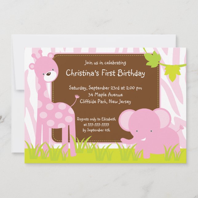 Invitation mignonne de fête d'anniversaire (Devant)