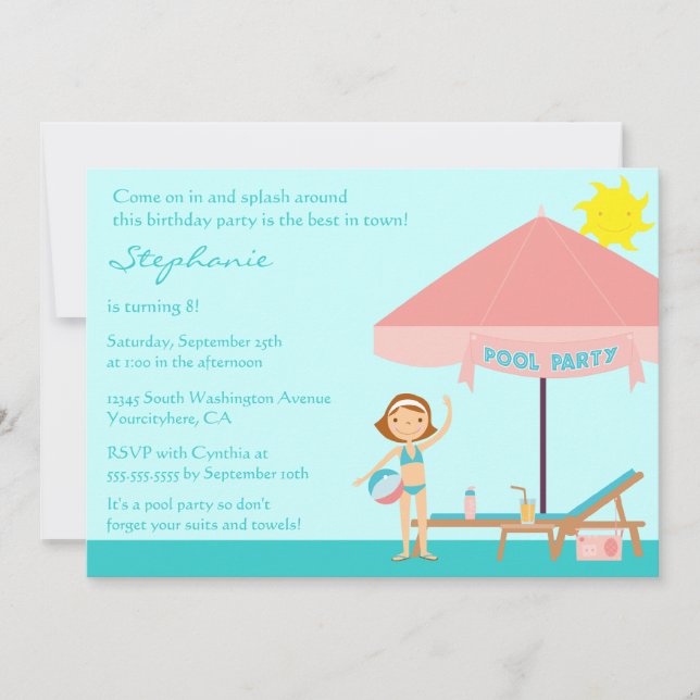 Invitation mignonne de fête d'anniversaire de (Devant)