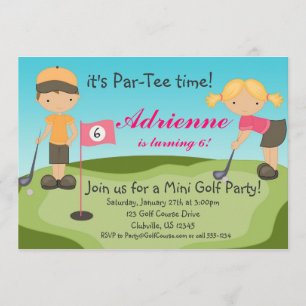 Invitation mignonne de fête d'anniversaire de golf