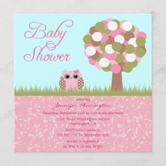 Invitation mignonne de partie d'arbre de hibou de