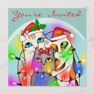 Invitation mignonne de partie de chats de Père