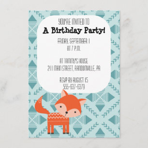 Invitation mignonne de partie de Fox rouge