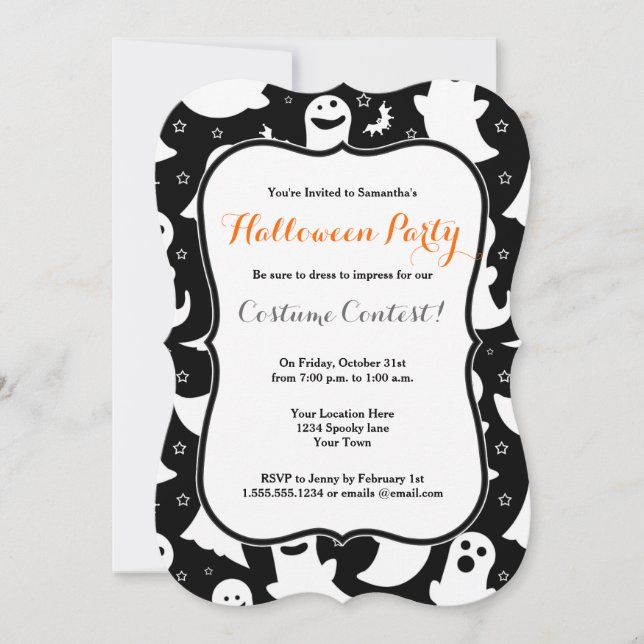 Invitation mignonne de partie de Halloween de (Devant)