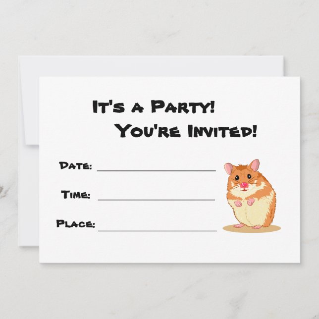 Invitation mignonne de partie de hamster (Devant)