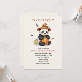 Invitation mignonne d'Halloween de panda et de cit