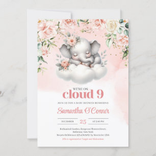 Invitation Mignonne éléphant nous sommes sur le nuage neuf fl