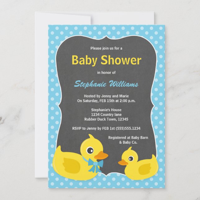 Invitation mignonne en caoutchouc de baby shower (Devant)