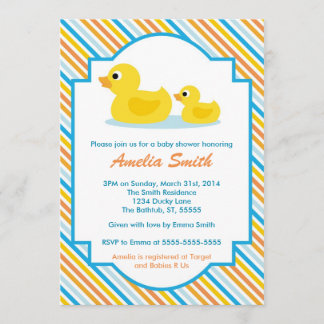 Invitation mignonne en caoutchouc de baby shower -