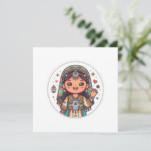 Invitation Mignonne femme marocaine amazighe Kawaii avec auto