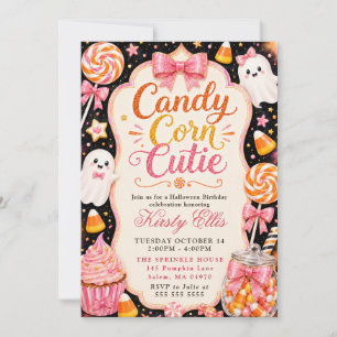Invitation Mignonne Fête d'anniversaire Halloween à bonbons e