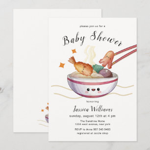 Invitation Mignonne Fête de Naissance Bébé Miso Ramen Japonai