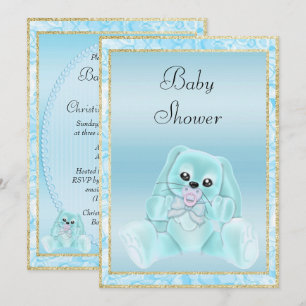 Invitation Mignonne Fête de Naissance Lapin aux Oreilles Tomb