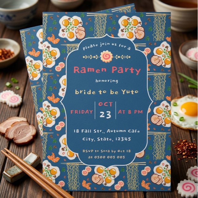 Invitation Mignonne fête de nouilles culinaires japonaises po (Créateur téléchargé)