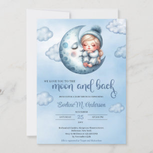 Invitation Mignonne fille dormant au-dessus du baby shower bl