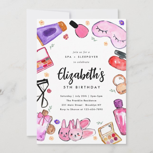 Invitation Mignonne fille maquillage Stwood Sleepover Spa Ann (Devant)