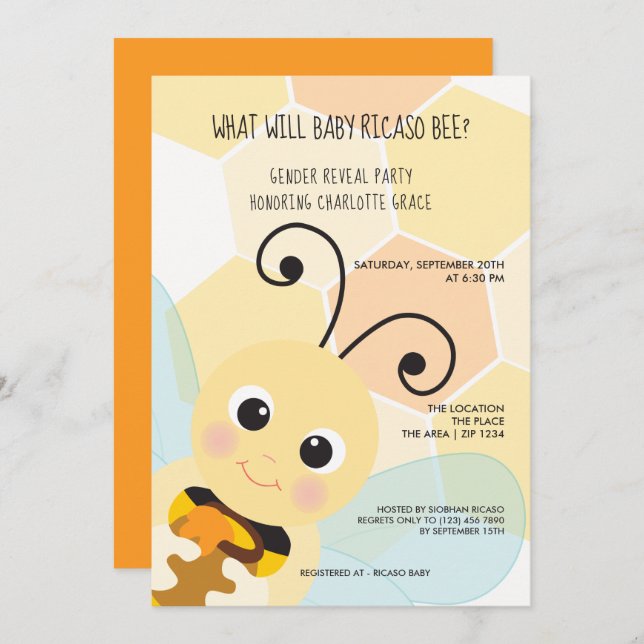 Invitation Mignonne Genre Révèle Ce Qui Va Bébé Baby shower A (Devant / Derrière)