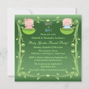 Invitation Mignonne Genre Révéler les bébés dans les pois de 