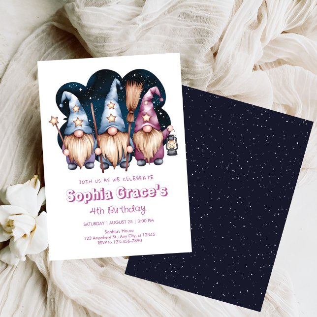 Invitation Mignonne gnome amis à minuit (Créateur téléchargé)