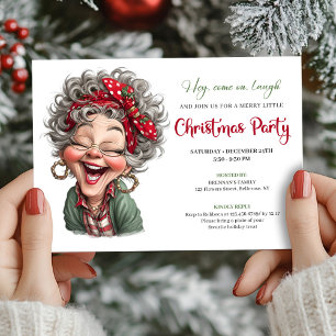 Invitation Mignonne grand-mère drôle dessin animé Noël humour