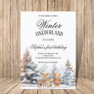 Invitation Mignonne Hiver Anniversaire Pine Bois