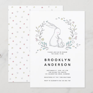 Invitation Mignonne lapin lapin Baby shower neutre genre