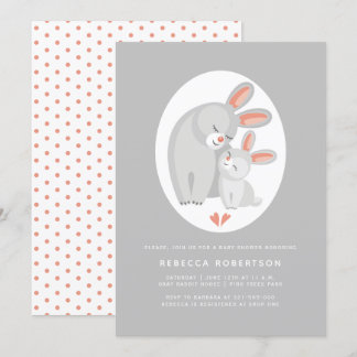 Invitation Mignonne lapin mère et lapin baby shower