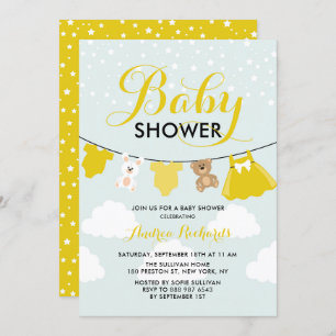 Invitation Mignonne ligne vêtements Jaune C'est un Baby showe