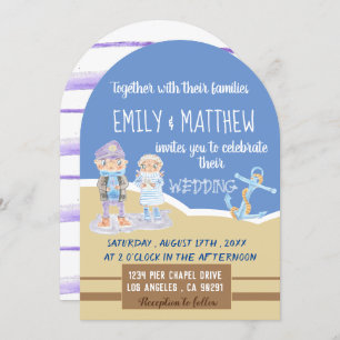 Invitation Mignonne Loutres de mer Cartoon Plage Mariage Invi