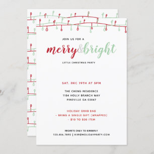 Invitation Mignonne Main Tirée Rouge & Vert Fête des lumières