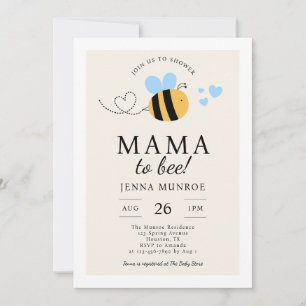 Invitation Mignonne Mama to Bee Baby shower Bleu