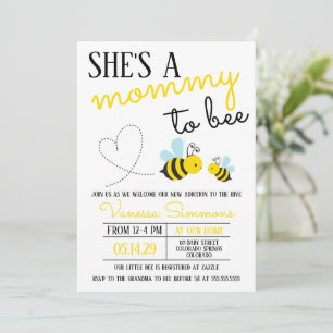 Invitation Mignonne maman jaune à Baby shower d'abeille