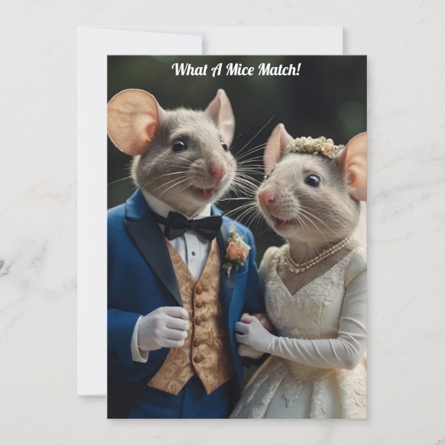 Invitation Mignonne Mariage de souris des jeunes mariés (Devant)