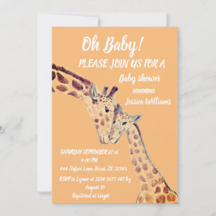 Invitation Mignonne Mère Bébé Giraffe Safari Boho Animaux Inv