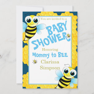 Invitation Mignonne Mère Bleu Jaune Or Pour Être Baby shower