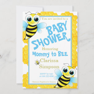 Invitation Mignonne Mère Bleu Jaune Or Pour Être Baby shower
