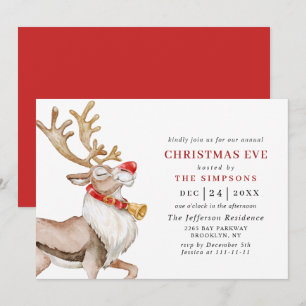 Invitation Mignonne Noël Reindeer vacances NOËL RÉVEIL