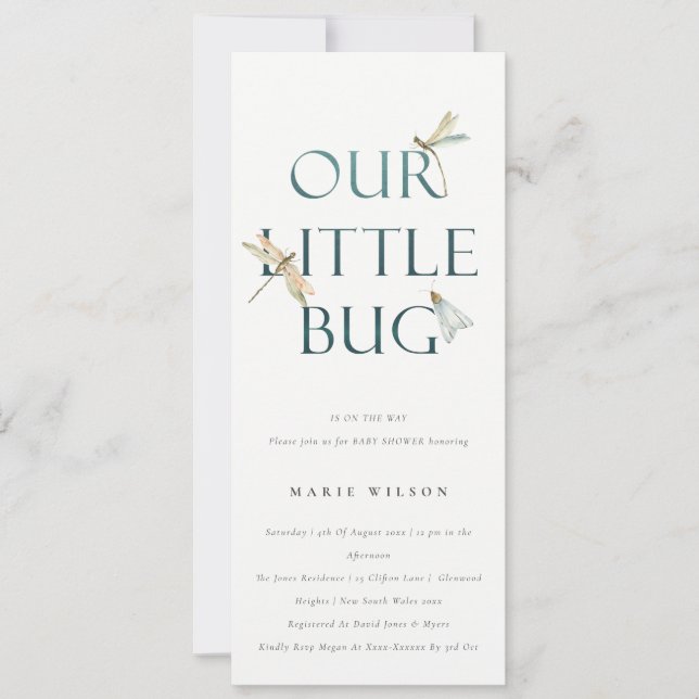 Invitation Mignonne Notre petit Baby shower Bleu Bleu de libe (Devant)