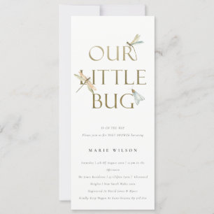 Invitation Mignonne Notre petit Baby shower de libellule d'or