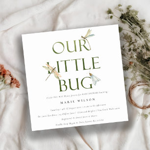 Invitation Mignonne Notre petit Baby shower de libellule vert