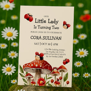 Invitation Mignonne Notre Petite Fille Ladybug Anniversaire