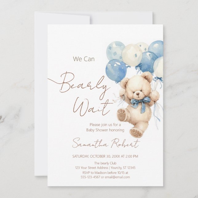 Invitation Mignonne Nous Pouvons Attendre Le Baby shower (Devant)