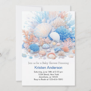 Invitation Mignonne Océan Blissé Coquillage Boho Boy Baby sho